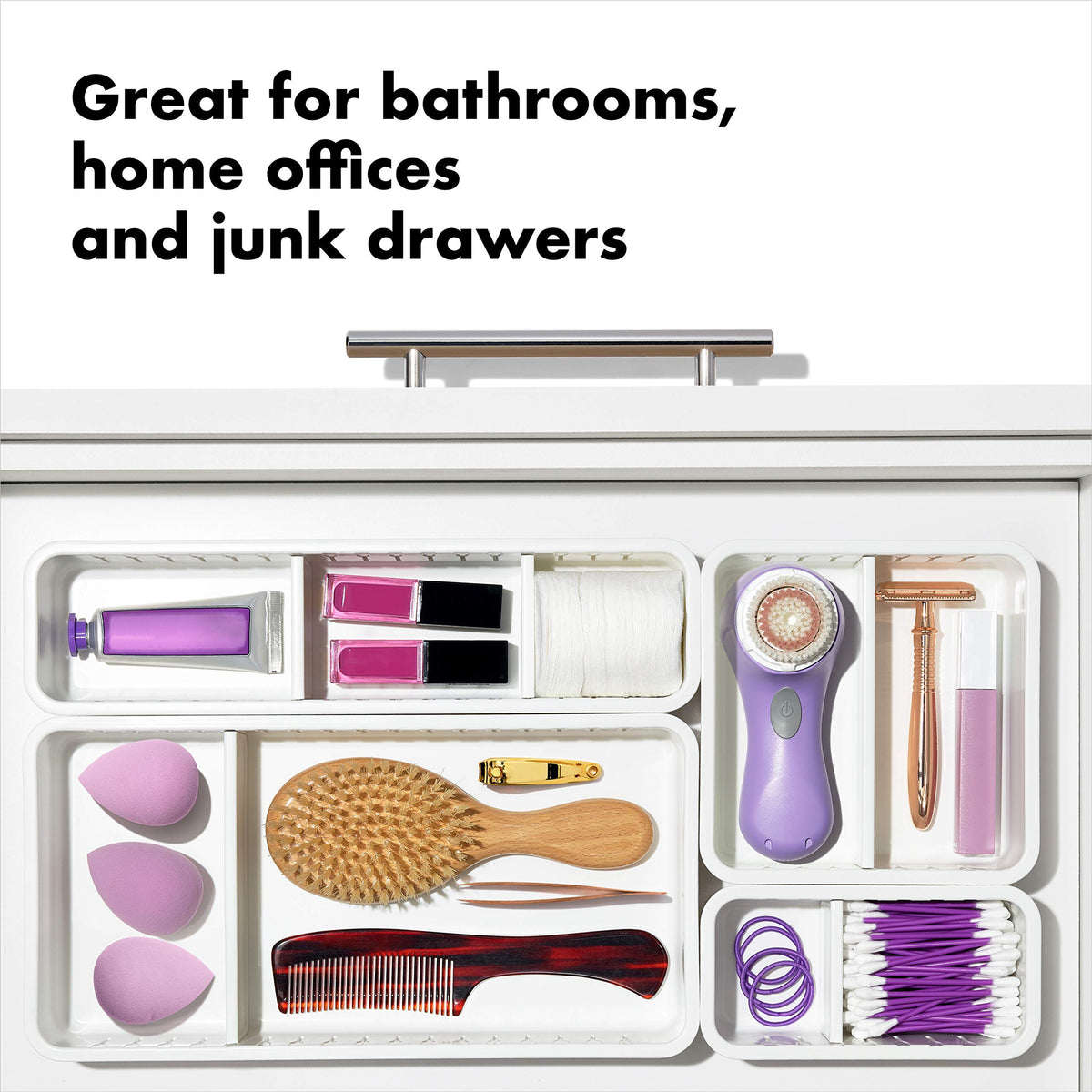 OXO Good Grips 4-Piece Complete Adjustable Drawer Bin Set with Removable Dividers