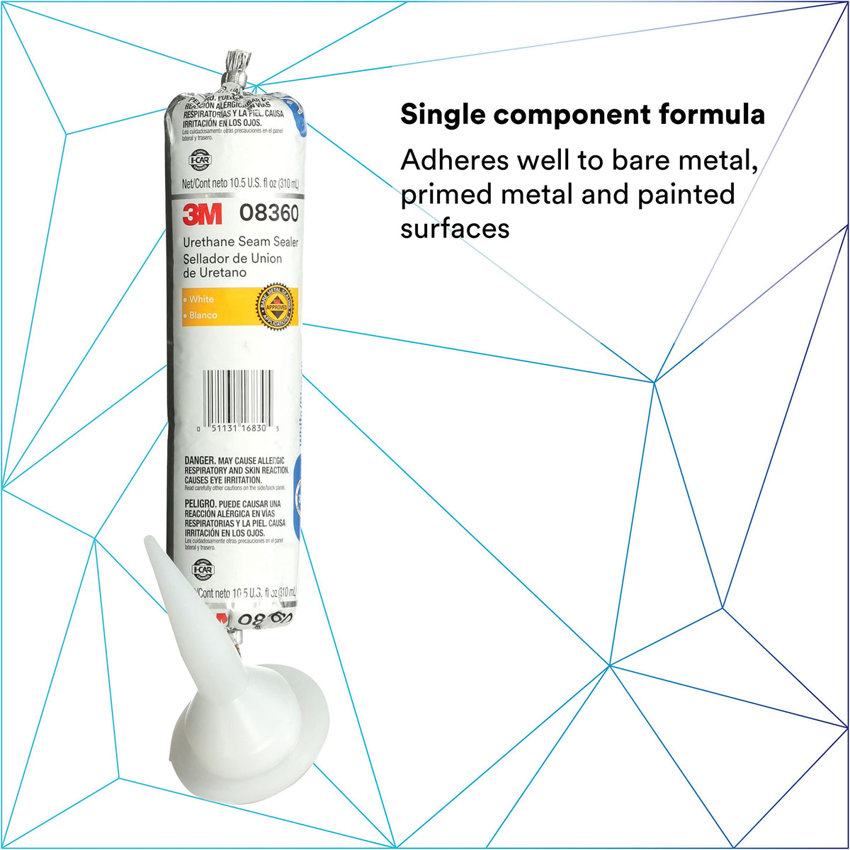 3M Urethane Seam Sealer, 08360, White Color, High Solids, Permanently Flexible, 310 mL/10.5 fl oz Foil Pack