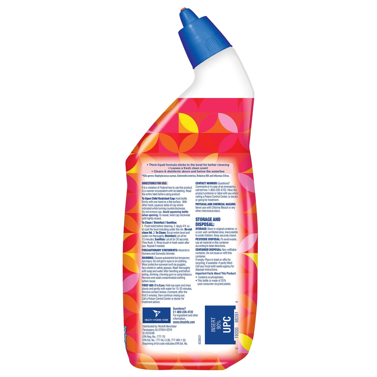 Lysol Toilet Bowl Cleaner Gel, For Cleaning and Disinfecting, Stain Removal, Mango and Hibiscus, 24 Oz (Pack of 4) - With 1ct Auto In-The-Bowl Toilet Cleaner, Ocean Fresh