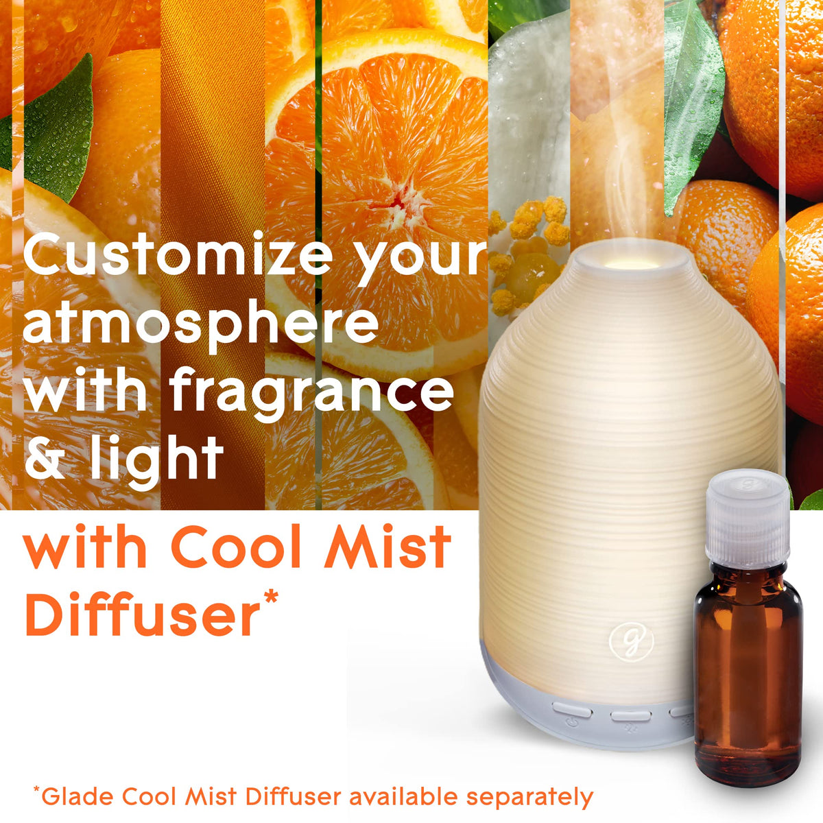 Glade Aromatherapy Essential Oil Diffuser Refill, Cool Mist Aromatherapy Diffuser & Air Freshener for Home, Pure Happiness with Orange & Neroli Scent, 17.4 ml
