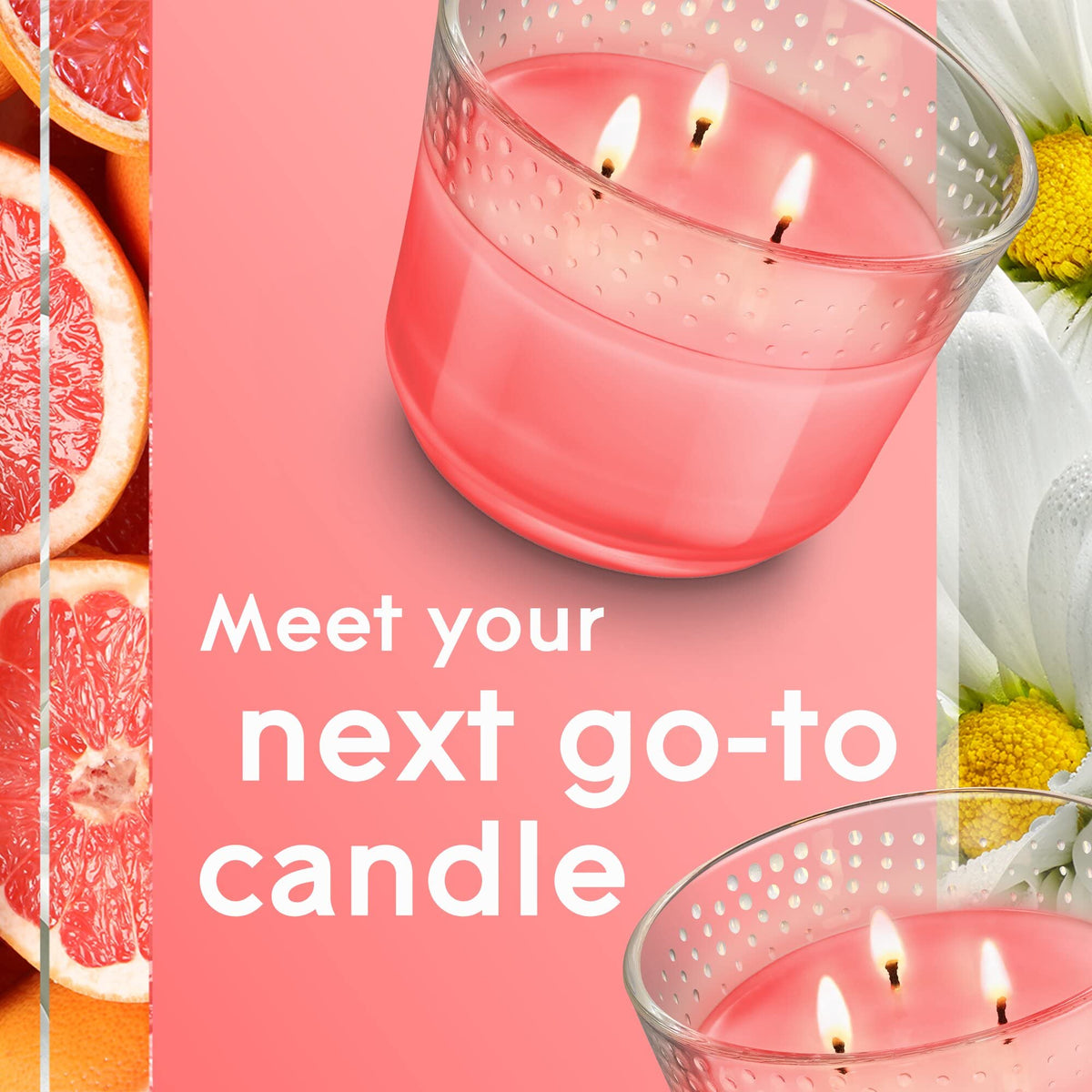 Glade Joyful Citrus & Daisies 3-Wick Candle, 6.8 Oz, 3 Count