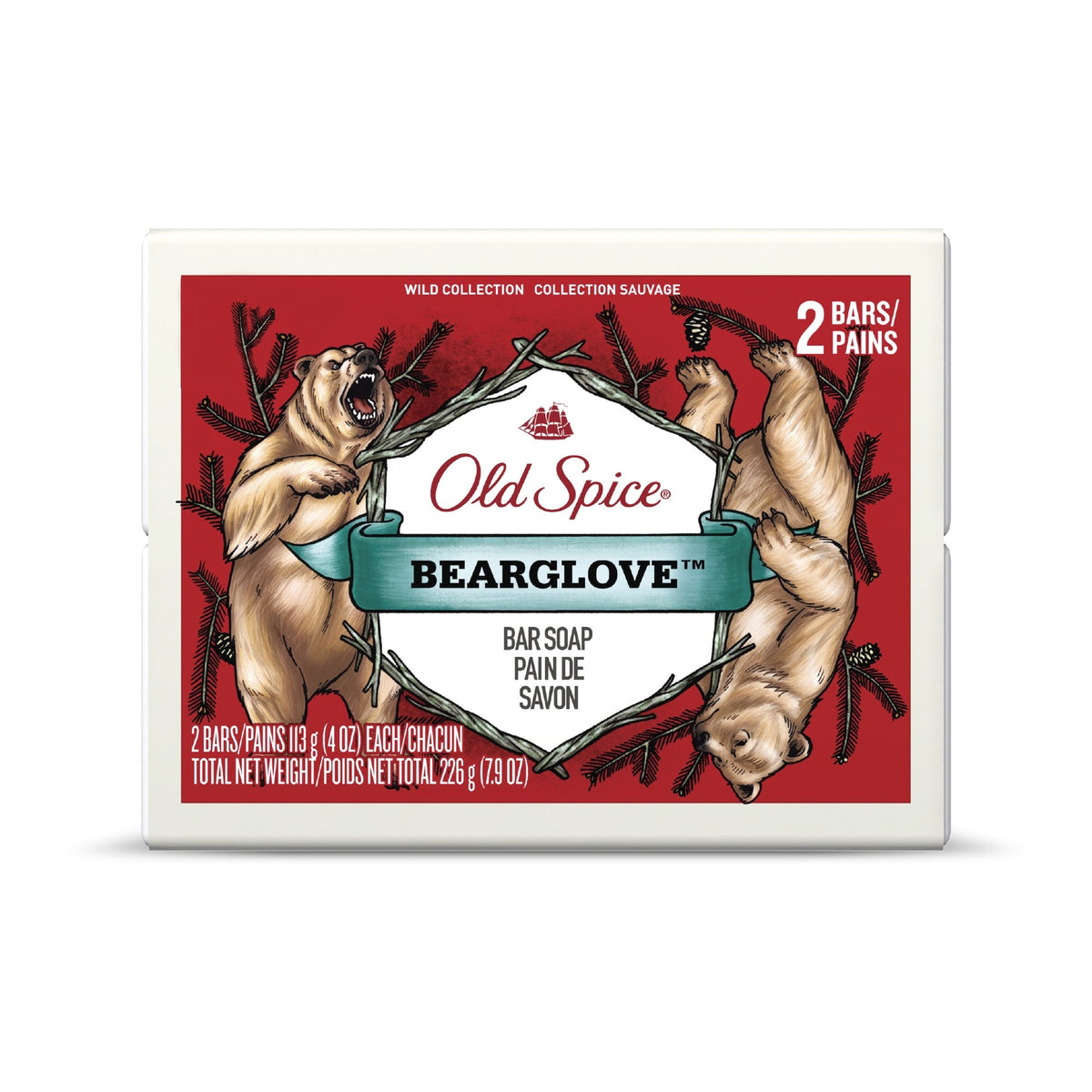 Old Spice Wild Collection Bearglove Men's Bar Soap 2 Count