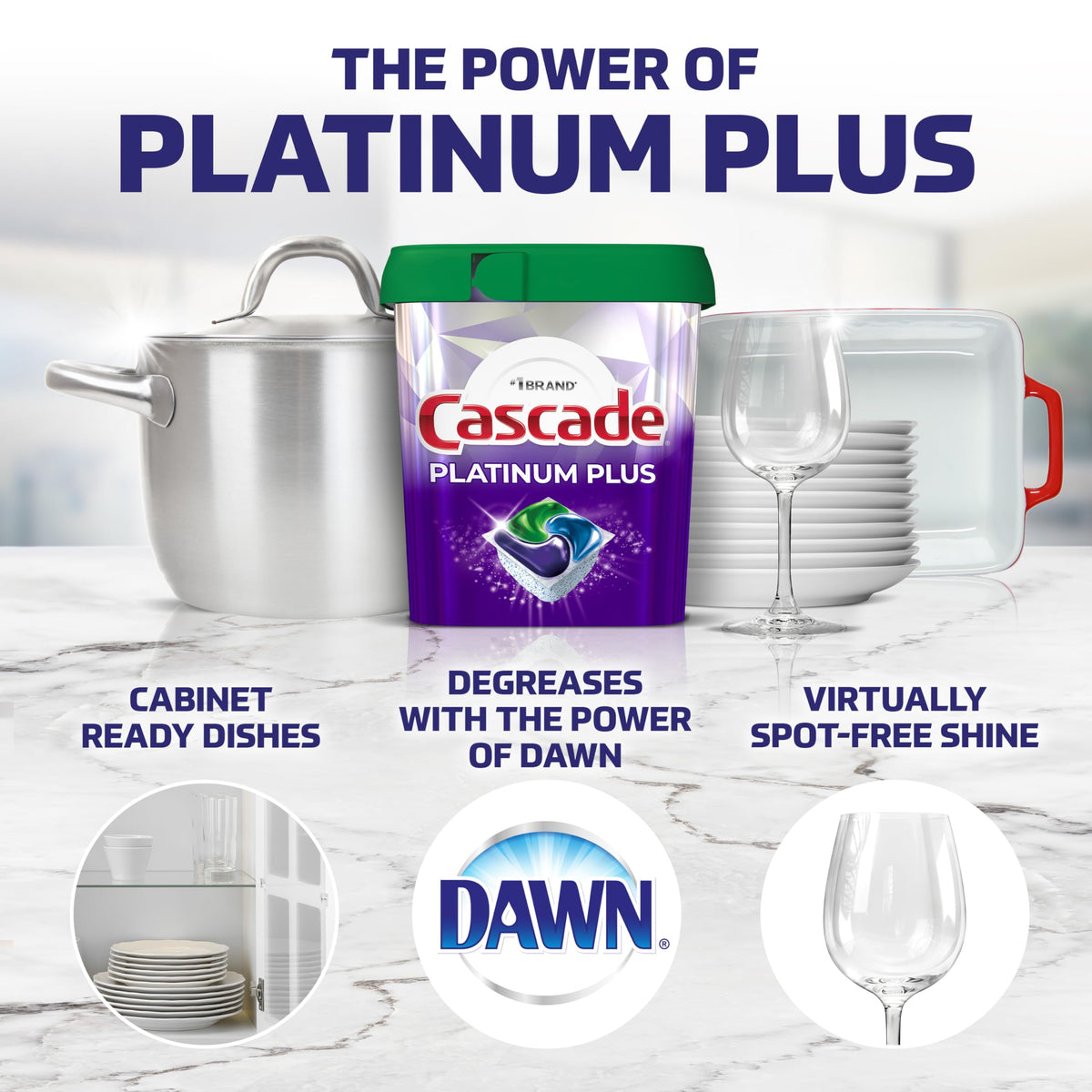 Cascade Platinum Plus ActionPacs Dishwasher Detergent Pods, Dishwasher Soap, Mountain, 52 Count