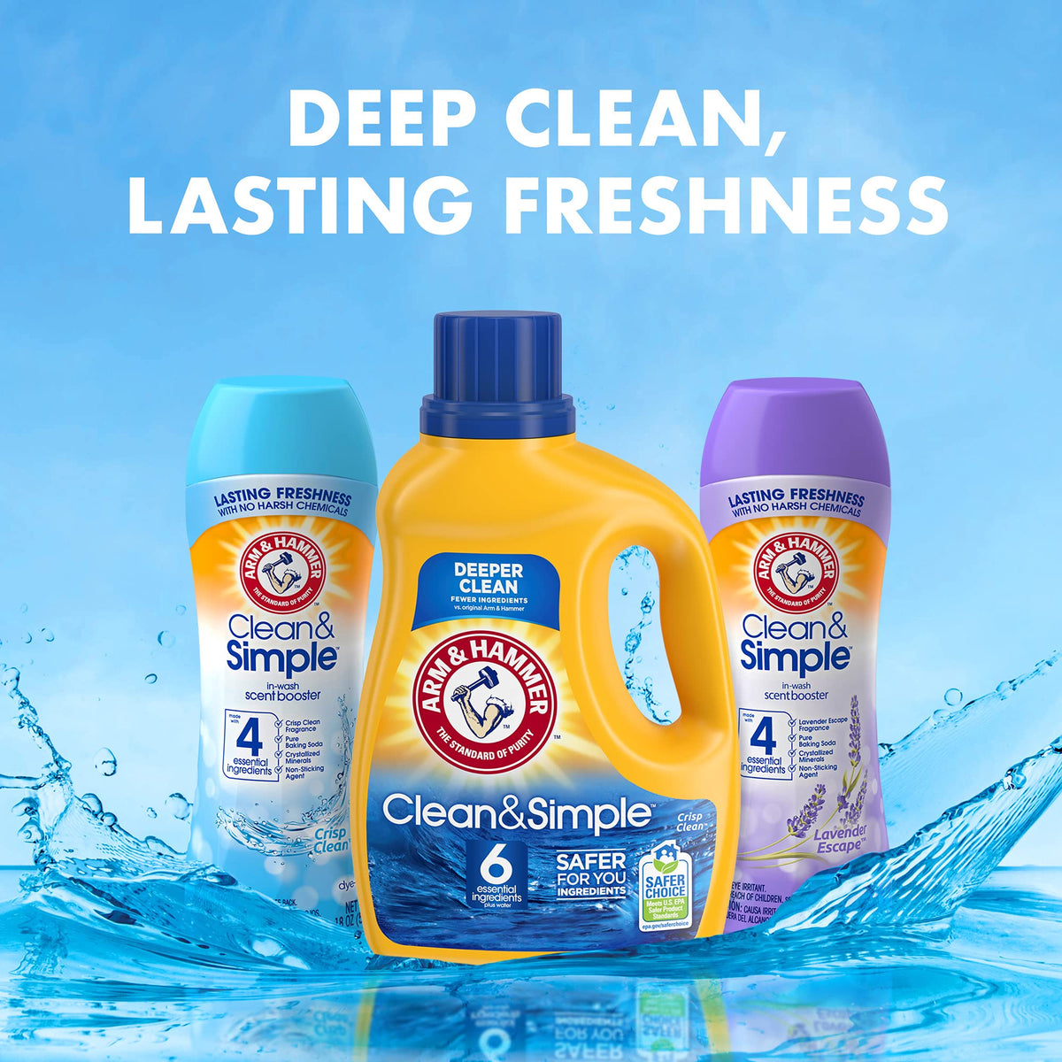 Arm & Hammer Clean & Simple, 25 Loads Liquid Laundry Detergent, 43.75 Fl oz, (packaging may vary)