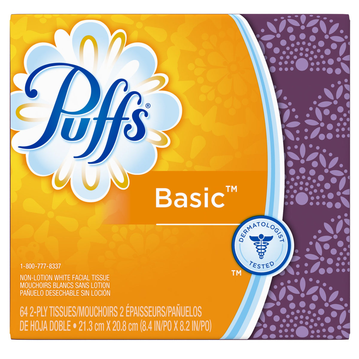 Puffs Basic Facial Tissues; 64 Count; 1 Cube Box (64 Tissues In Box)