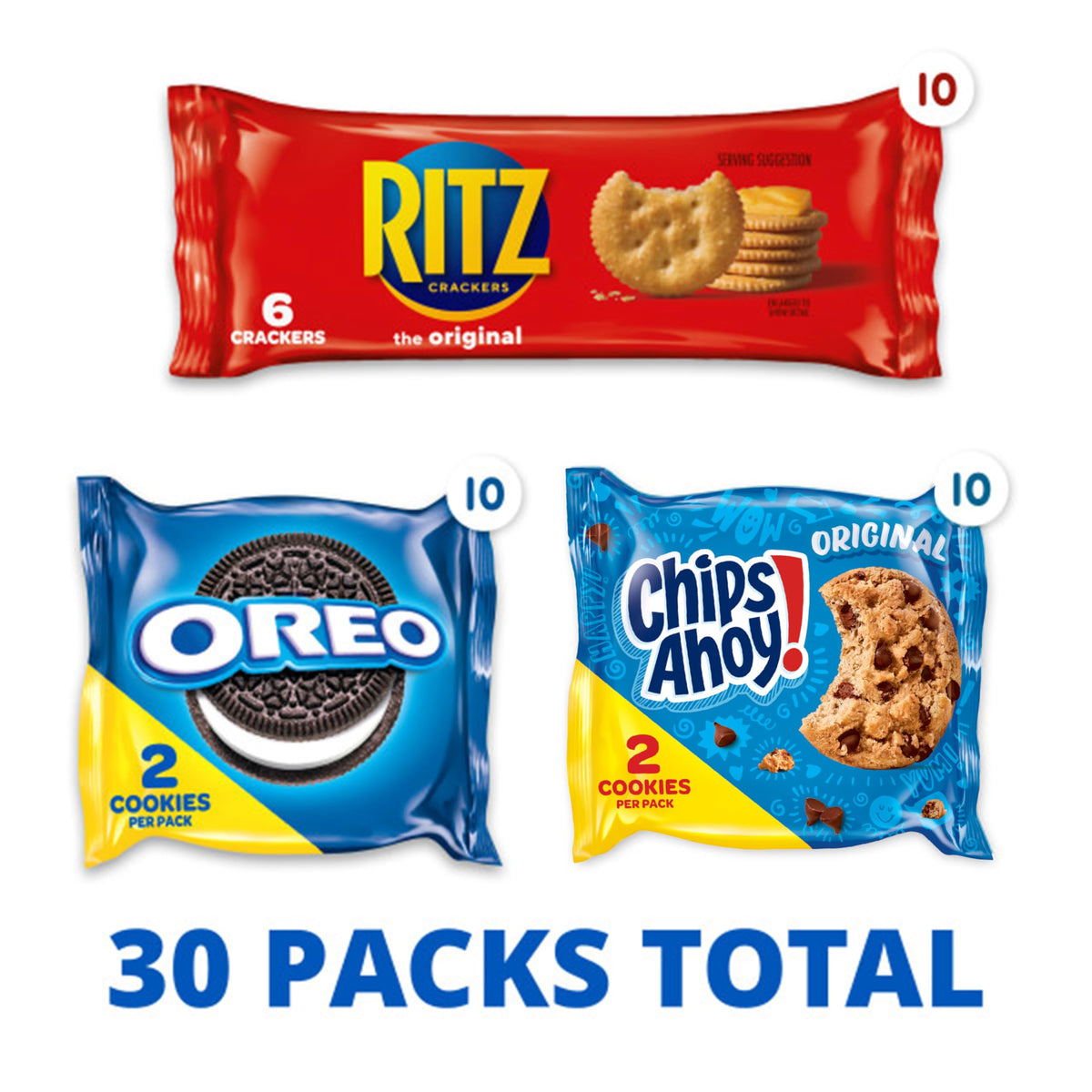 Nabisco Cookies & Cracker Variety Pack, OREO, RITZ & CHIPS AHOY!, 30 Snack Packs