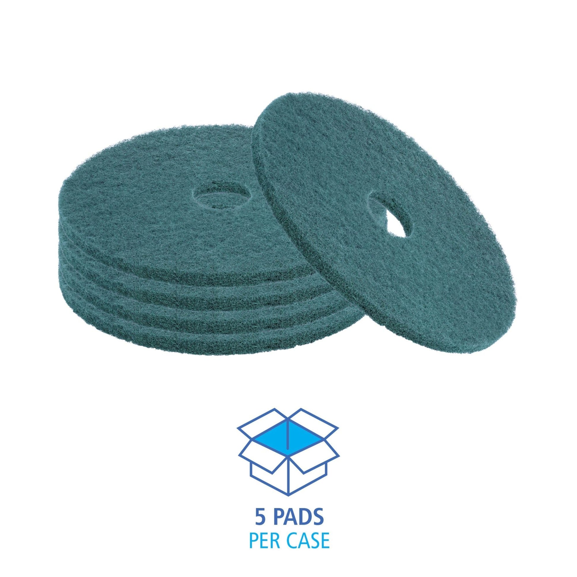 Boardwalk BWK4018GRE 18 in. Diameter Heavy-Duty Scrubbing Floor Pads - Green (5/Carton)