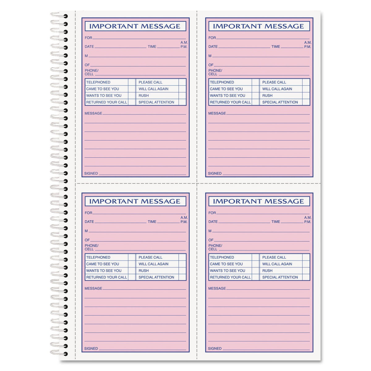 TOPS 4005 Telephone Message Book, Fax/Mobile Section, 5 1/2 x 3 3/16, Two-Part, 200/Book