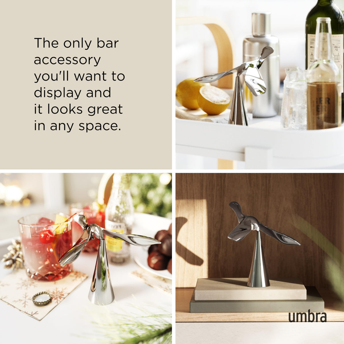 Umbra Tipsy Bottle Opener, Sculptural Bar Accessory