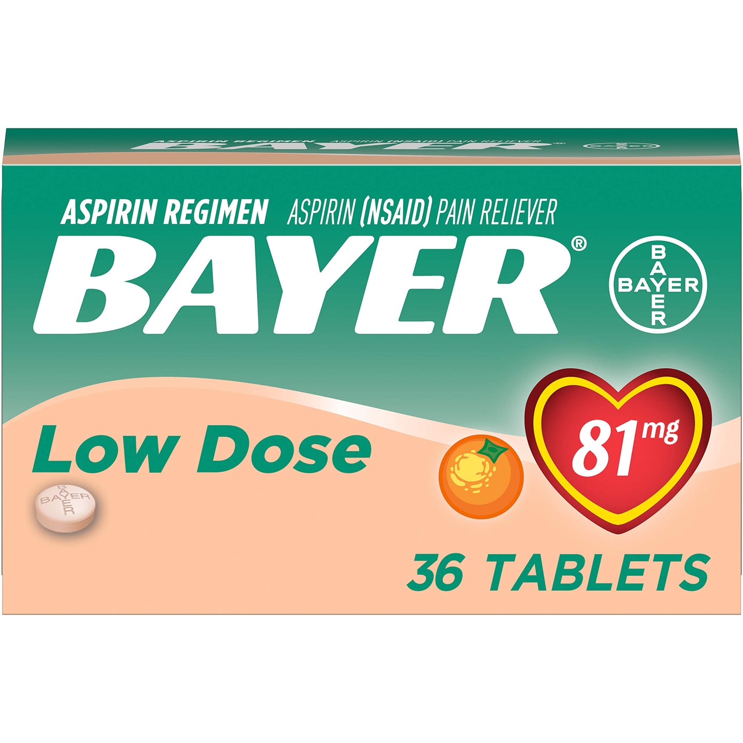 Bayer Bayer Children's Aspirin Chewable Low Dose Orange, Orange 36 tabs 81 mg