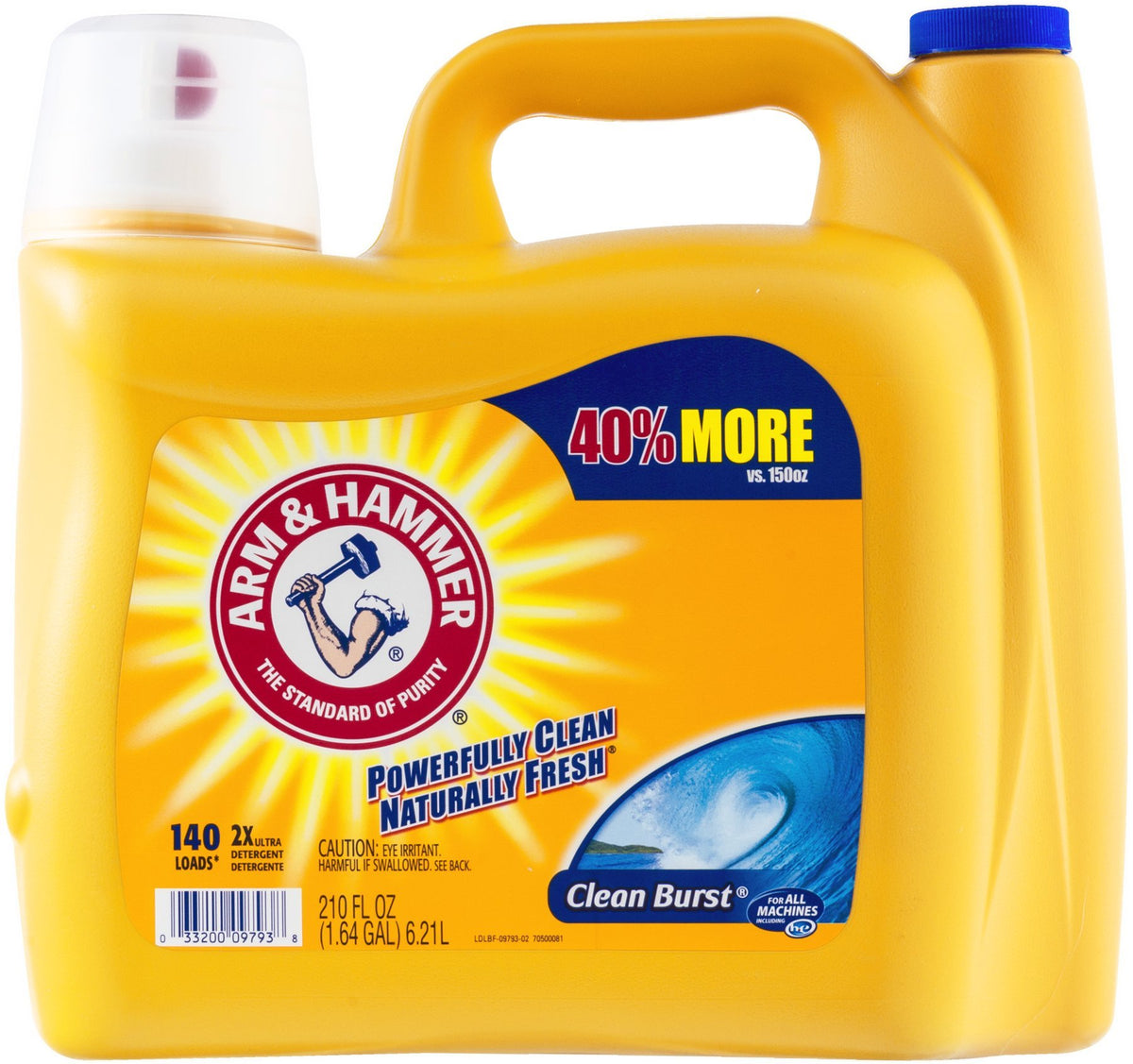 Arm & Hammer Liquid Laundry Detergent, 140 loads Clean Burst 210 Fl Oz, Packaging May Vary