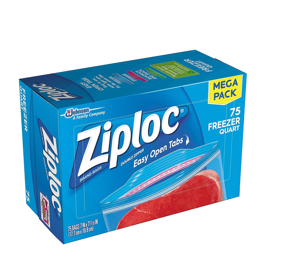 Ziploc Freezer Bags, Quart, 75 ct (2 Pack)