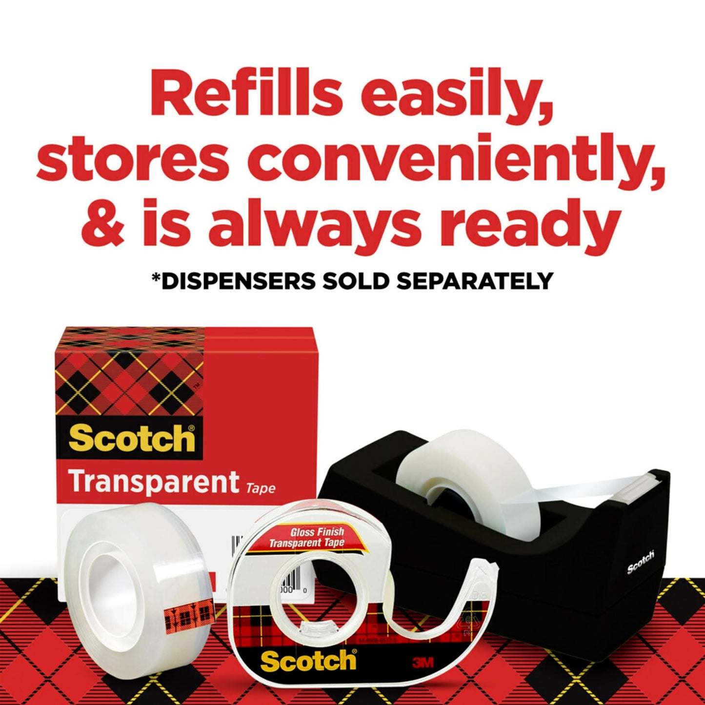 Scotch Transparent Tape, 3/4 in x 1000 in, 6 Boxes/Pack (600)
