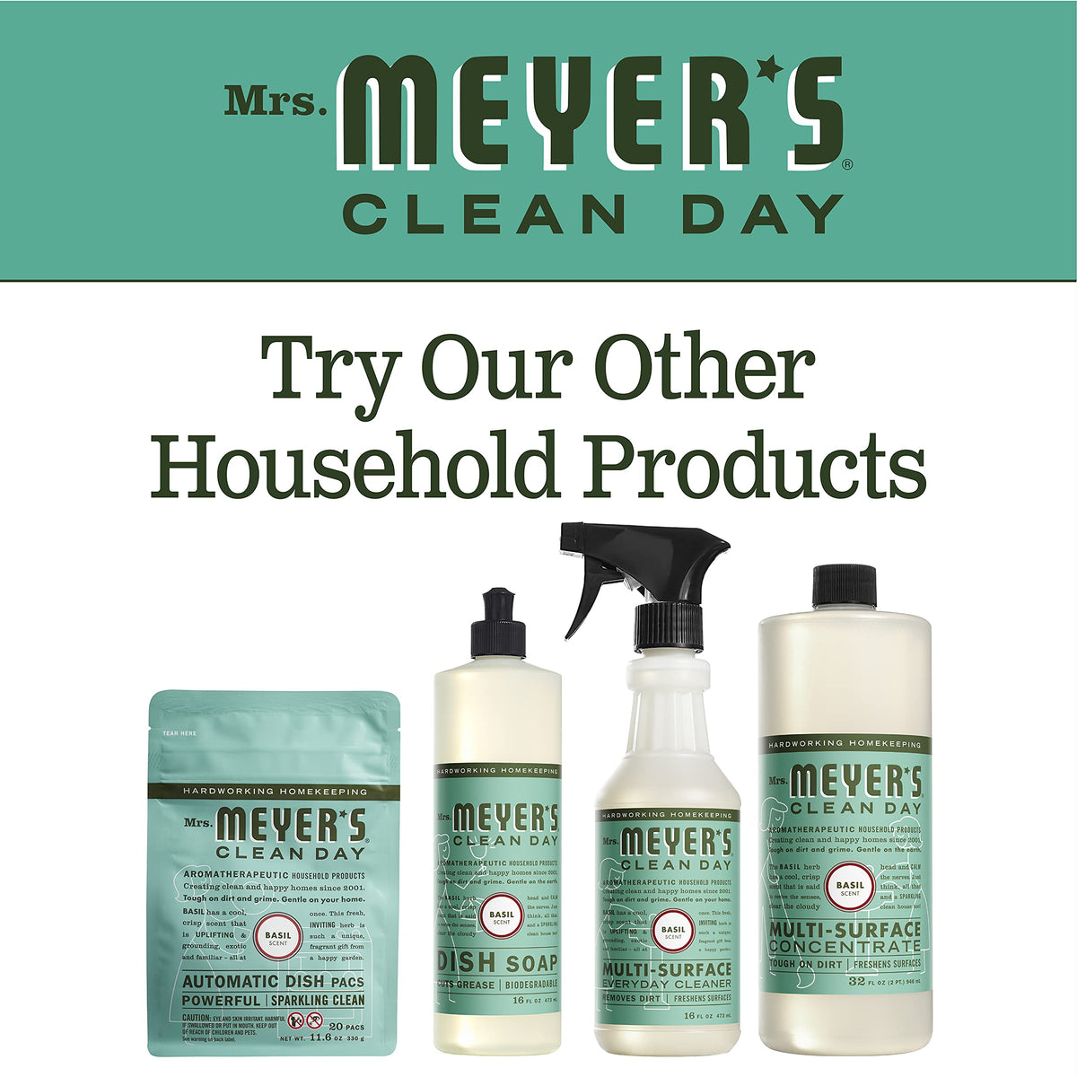 Mrs Meyers Clean Day Multi-Surface Everyday Cleaner, Basil 16 oz (Pack of 6)