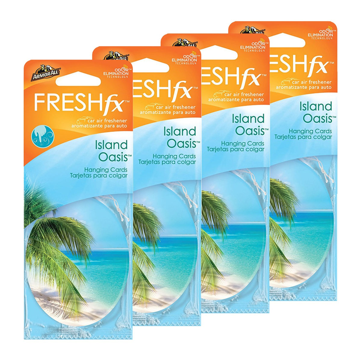 Armor All FRESHfx Car Air Freshener Hanging Card, 12-Count (4 Packs, Island Oasis)