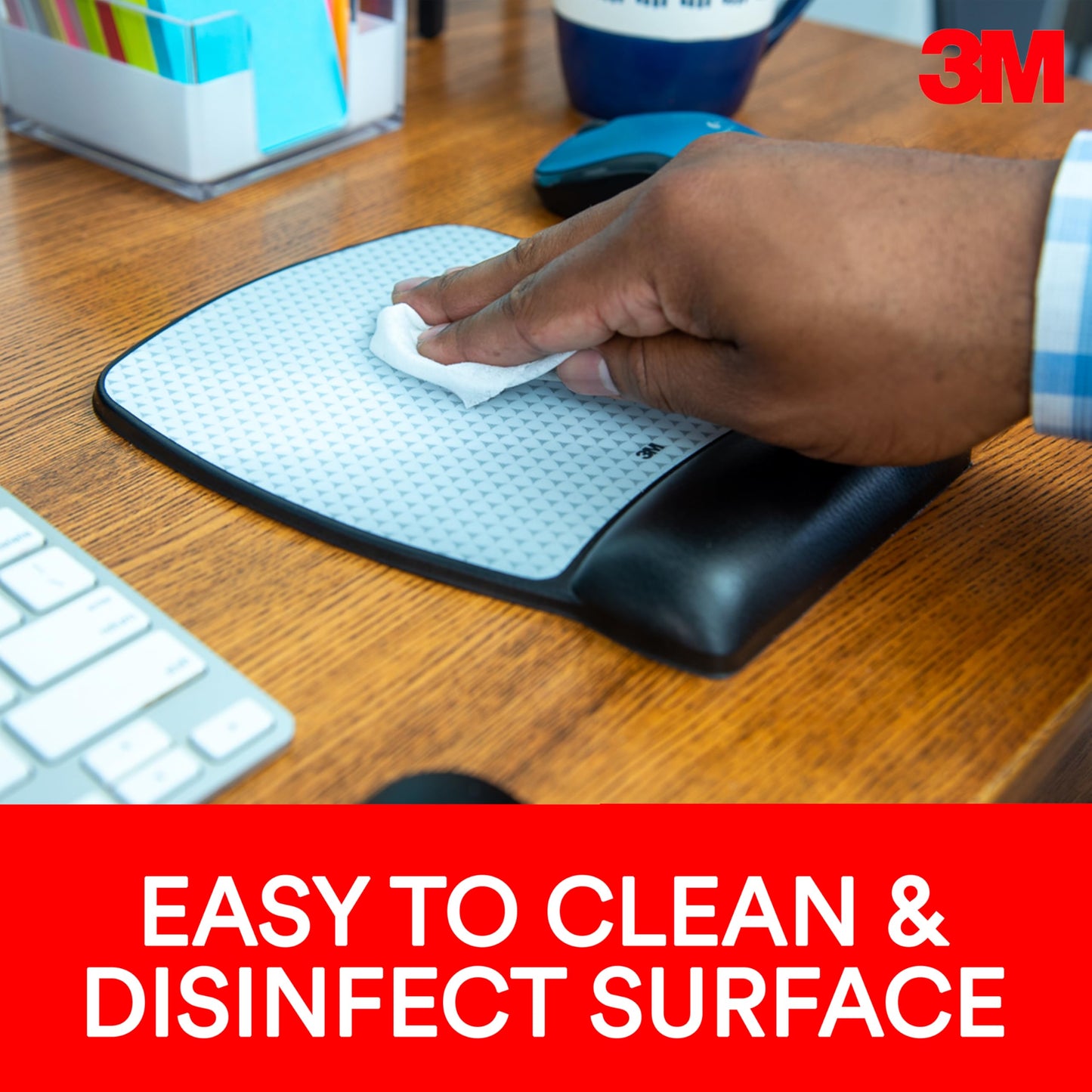 3M Precise Mouse Pad with Gel Wrist Rest, Soothing Gel Comfort with Durable, Easy to Clean Leatherette Cover, Optical Mouse Performance, 8.6" x 6.8", Black (MW309LE)