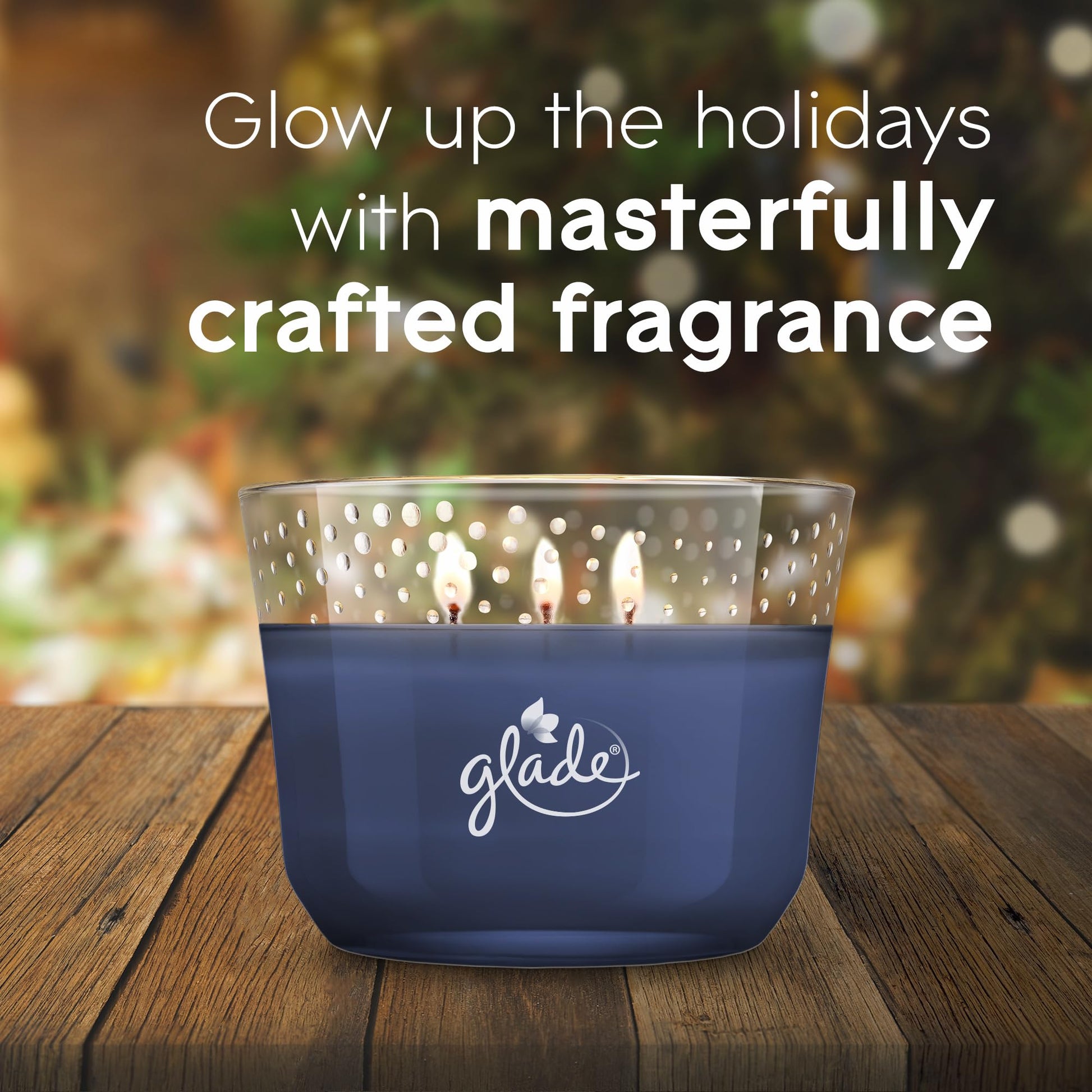 Glade Candle Fall Night Long, Fragrance Candle Infused with Essential Oils, Air Freshener Candle, 3-Wick Candle, 6.8oz, 3 Count