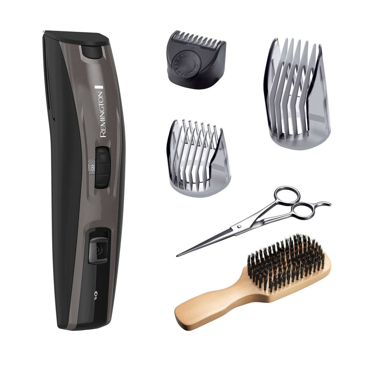 RemingtonÂ® â€˜The Beardsmanâ€™ Beard Trimmer for Men, Ultimate Precision Full Beard Grooming Kit and Hair Clippers, with 3 Adjustable Combs, Scissors, and Brush, Black