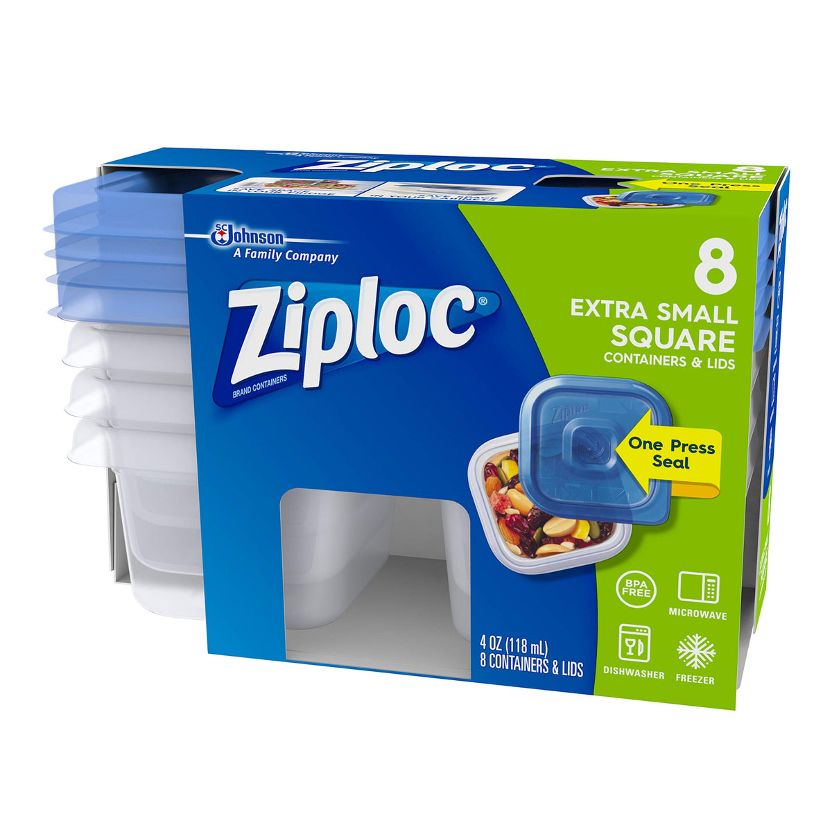 Ziploc One Press Seal Extra Small Square Container - 8 ct (Pack - 6)