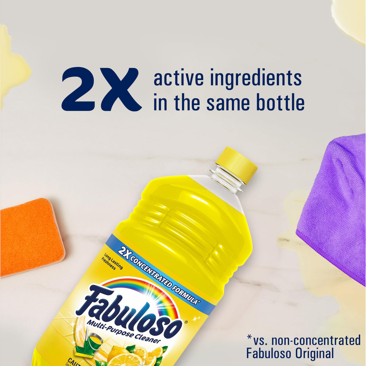 Fabuloso Multi-Purpose Cleaner, 2X Concentrated Formula, Refreshing Lemon Scent, 56 oz