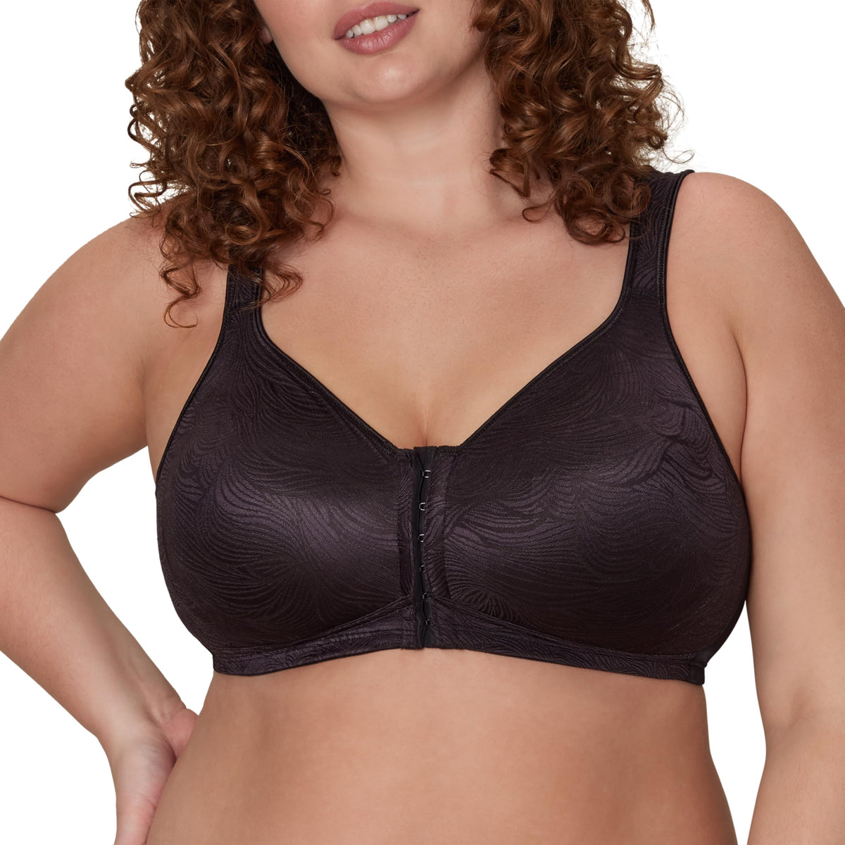 Playtex Womens 18 Hour Extra Back Support Front Close Wireless Use52e with 2-Pack Option Bra, Black, 42B US