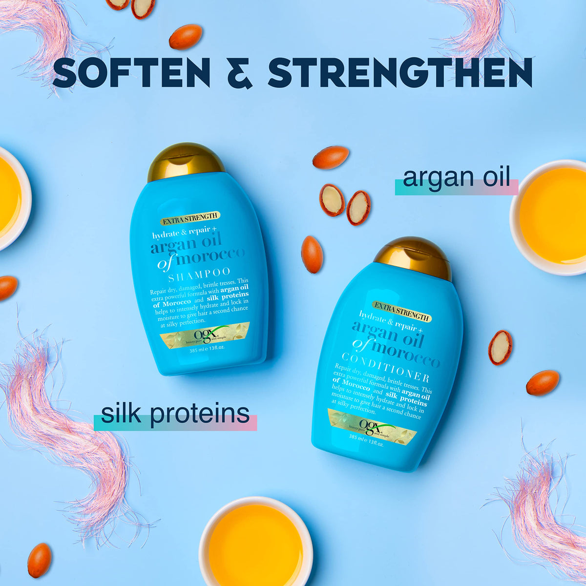 OGX Argan Oil of Morocco Extra Strength Shampoo & Conditioner, 2 Pack
