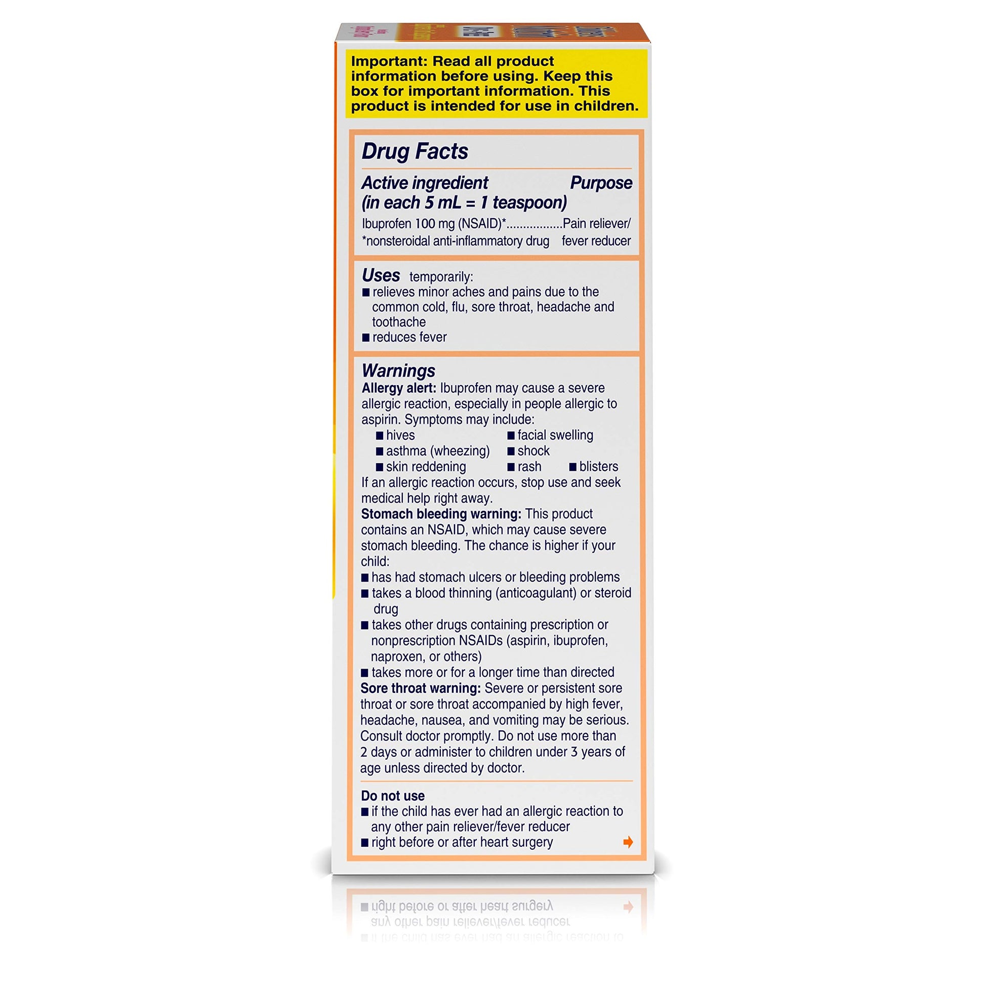 Motrin Children's Oral Suspension Dye-Free, Ibuprofen, Fever Reducer, Berry, 4 Fl.Oz