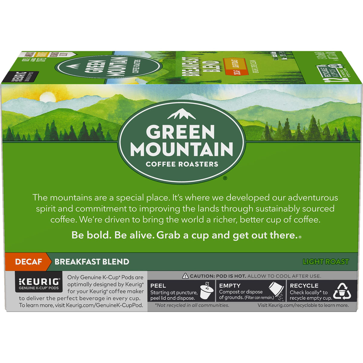 Green Mountain Keurig Decaf Coffee Breakfast Blend, 0.31 Ounce (Pack of 12)
