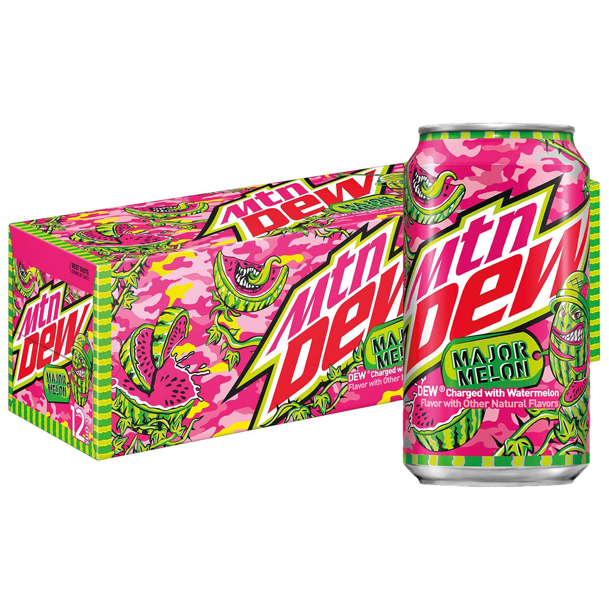 Mountain Dew Soda, Major Melon, 12oz Cans (12 Pack)