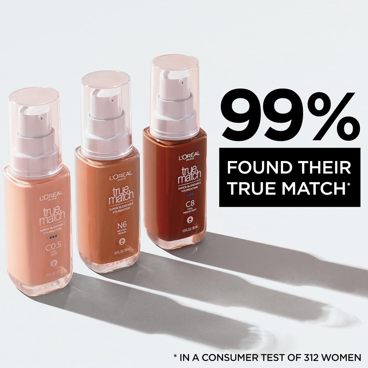 L'Oreal Paris True Match Super-Blendable Foundation, Medium Coverage Liquid Foundation Makeup, W9.5, Deep, 1 Fl Oz