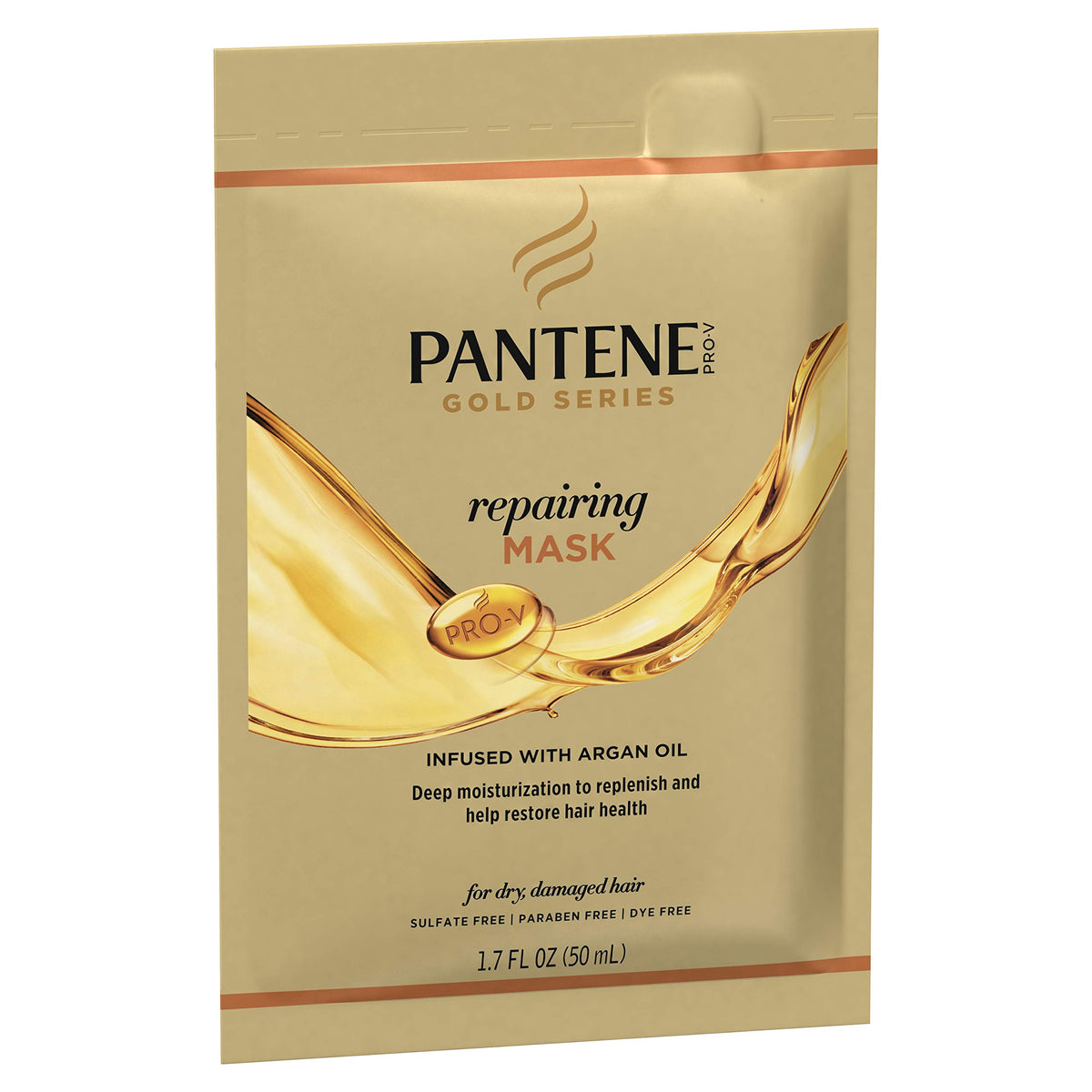 Gold Series, from Pantene Pro-V, Repairing Mask Treatment, with Argan Oil, Moisturize and Restore, 1.7 fl oz - Pack of 10