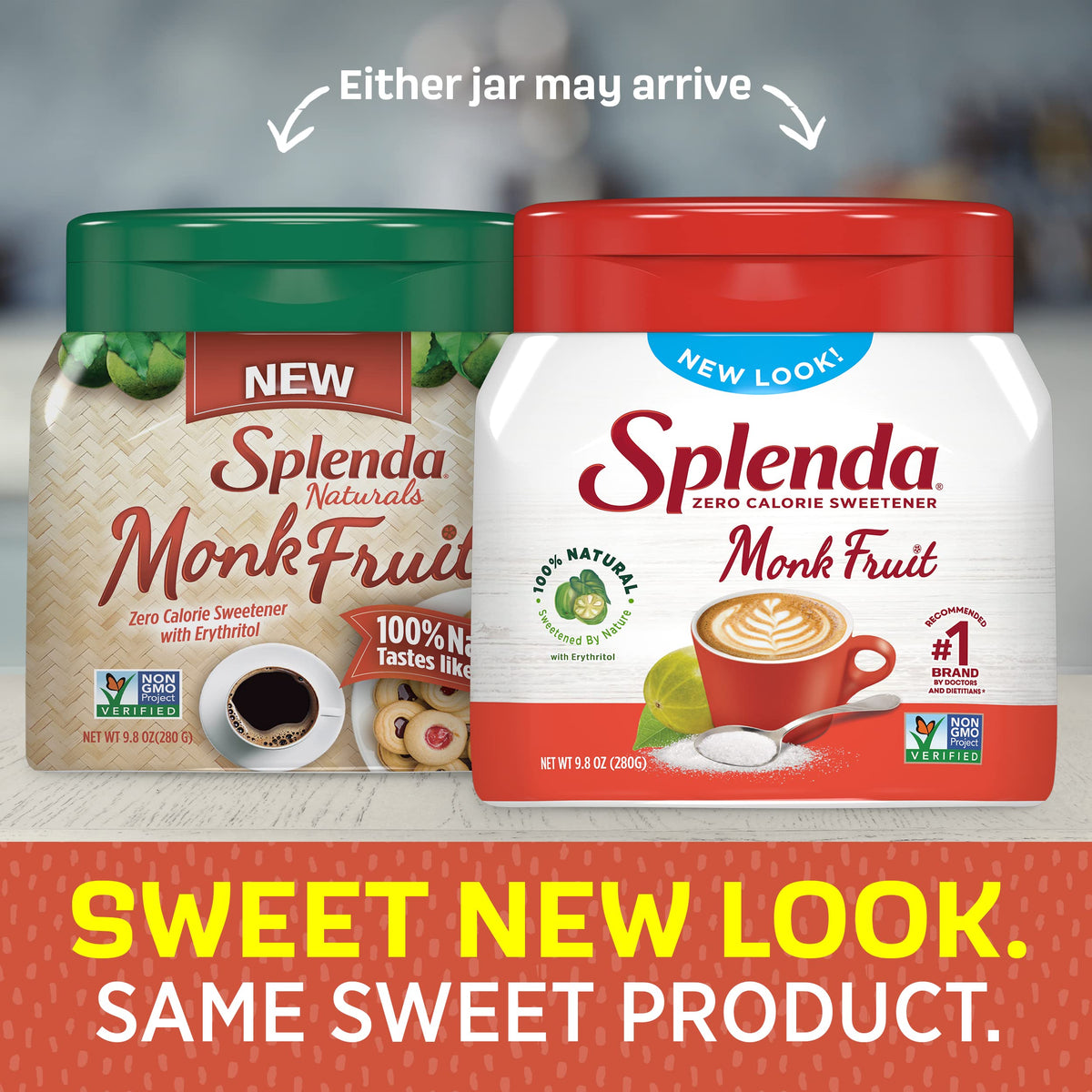 SPLENDA Monk Fruit Zero Calorie Plant Based Granulated Sweetener Jar, 9.8 oz