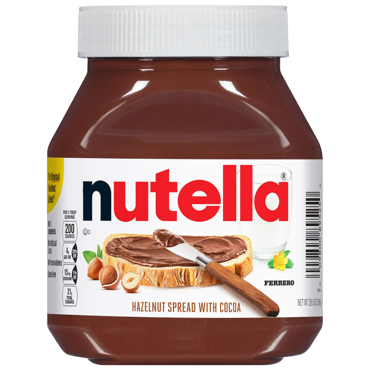 Nutella Hazelnut Spread With Cocoa For Breakfast, 26.5 Oz Jar