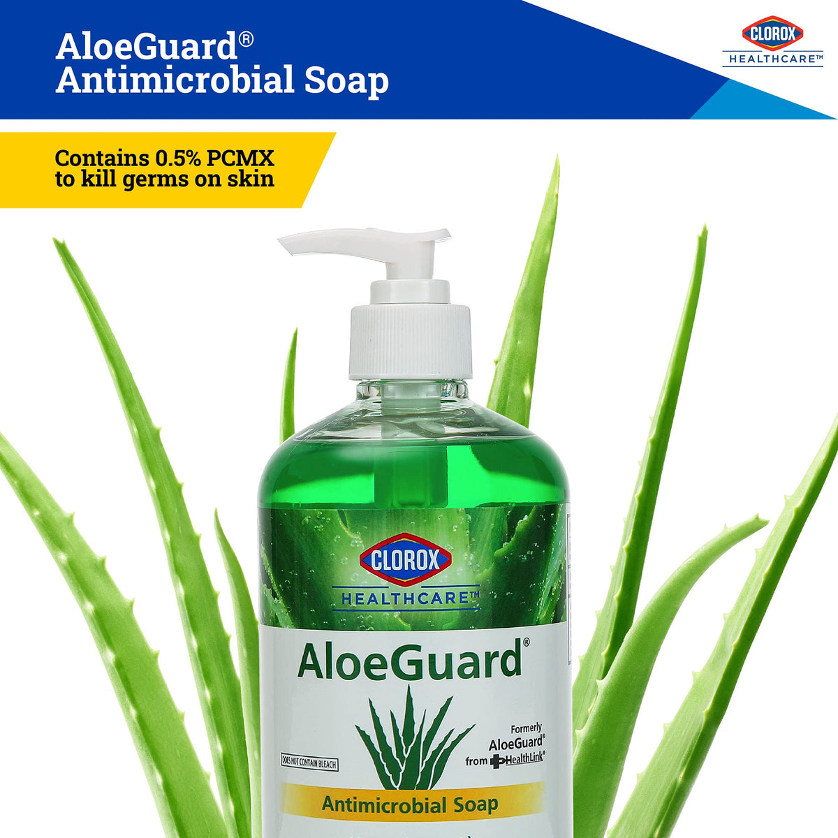 CLOROX Healthcare AloeGuard Antimicrobial Hand Soap for Healthcare Professionals - Liquid Hand Wash for Everyday Use with Aloe Vera to Soothe & Moisturize Hands, 18 Fl Oz - 12 Pack