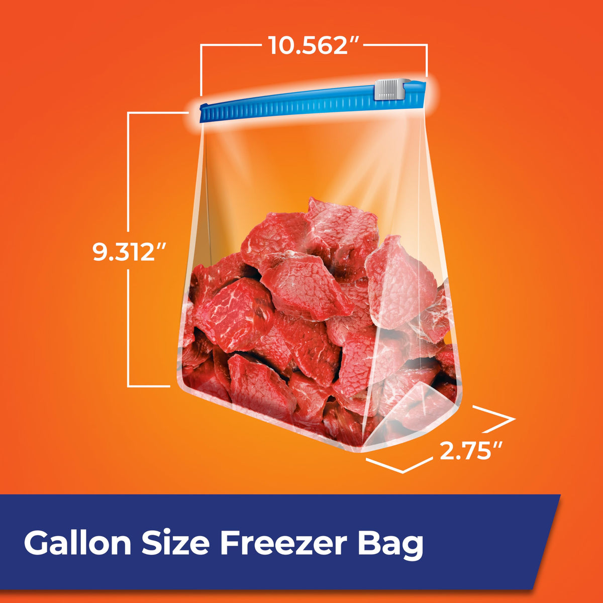 Hefty Slider Freezer Storage Bags, Gallon Size, 25 Count (Pack of 9), 225 Total