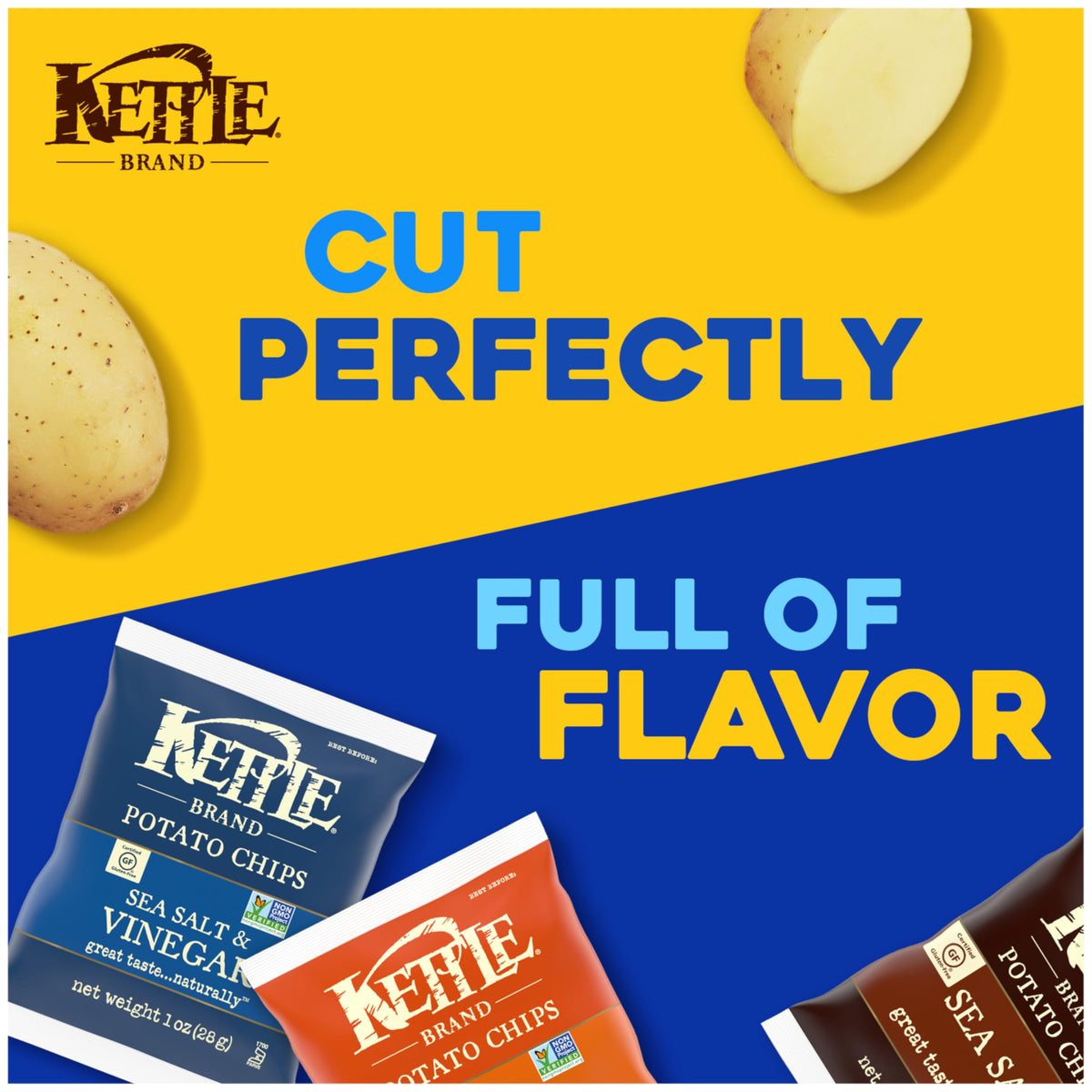 Kettle Brand Potato Chips, Variety Pack of 1.5 oz Snack Bags, 16 Ct (Pack of 6)