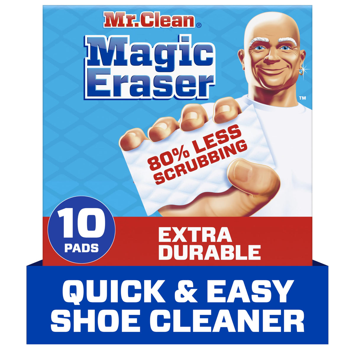 Mr. Clean Magic Eraser Extra Durable, Shoe Cleaner, Cleaner Pads with Durafoam, 10 Count