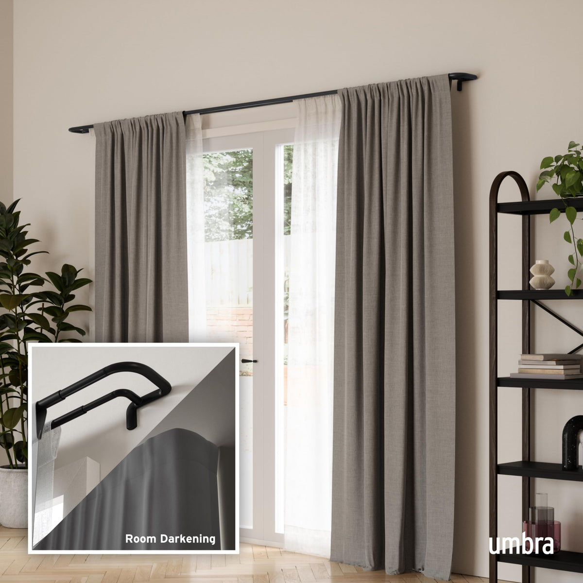 Umbra Twilight Modern Double Curtain Rod, Black