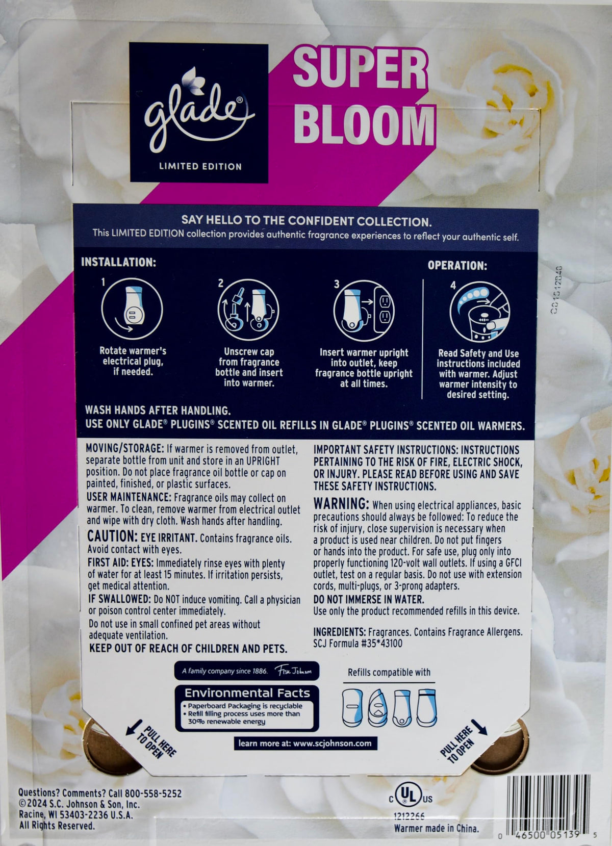 Glade Limited Edition Super Bloom, 6 Refills + 2 Warmers, 4.02 Fl Oz (Pack of 1), Purple