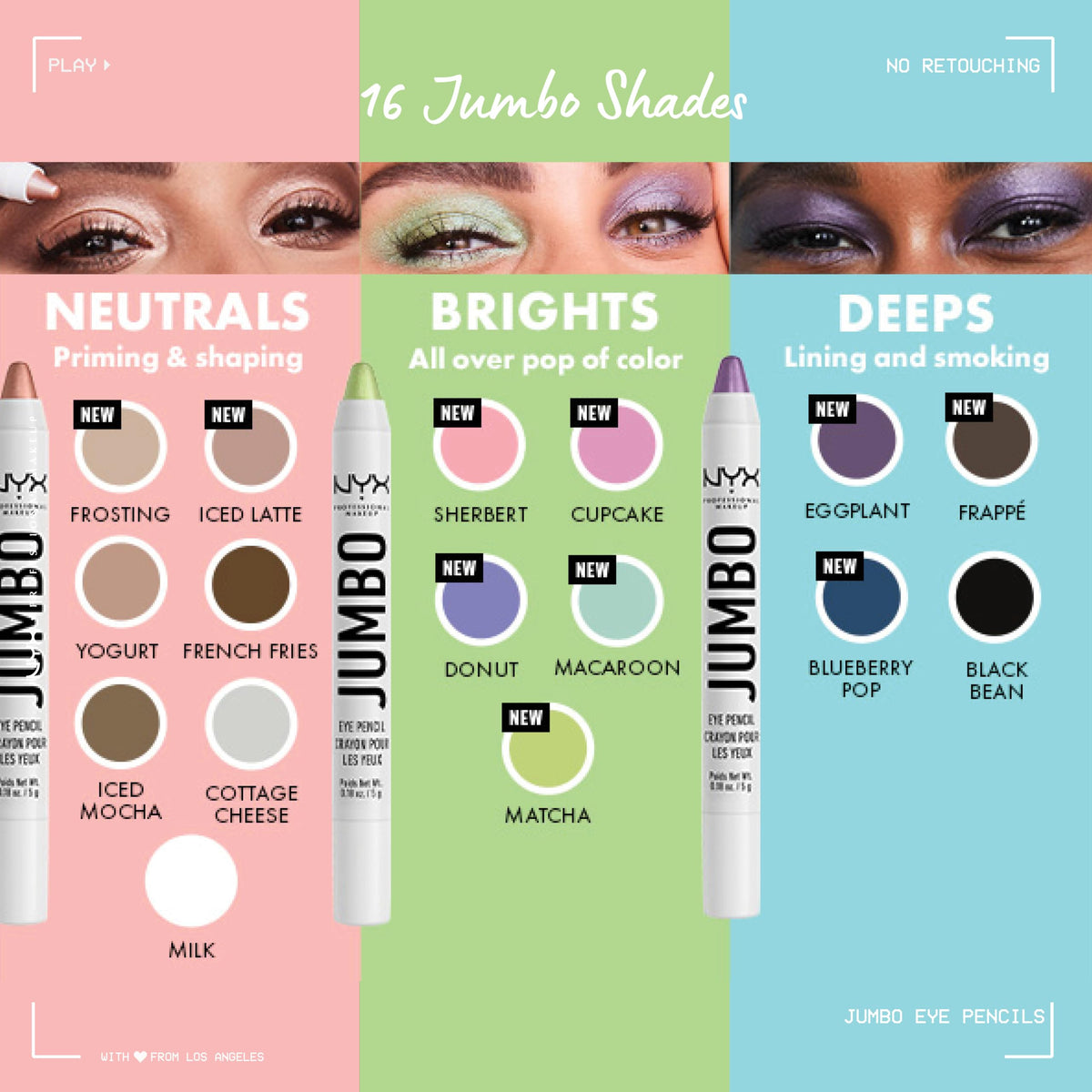 NYX PROFESSIONAL MAKEUP Jumbo Eye Pencil, Blendable Eyeshadow Stick & Eyeliner Pencil - Milk & Black Bean (2-Pack)