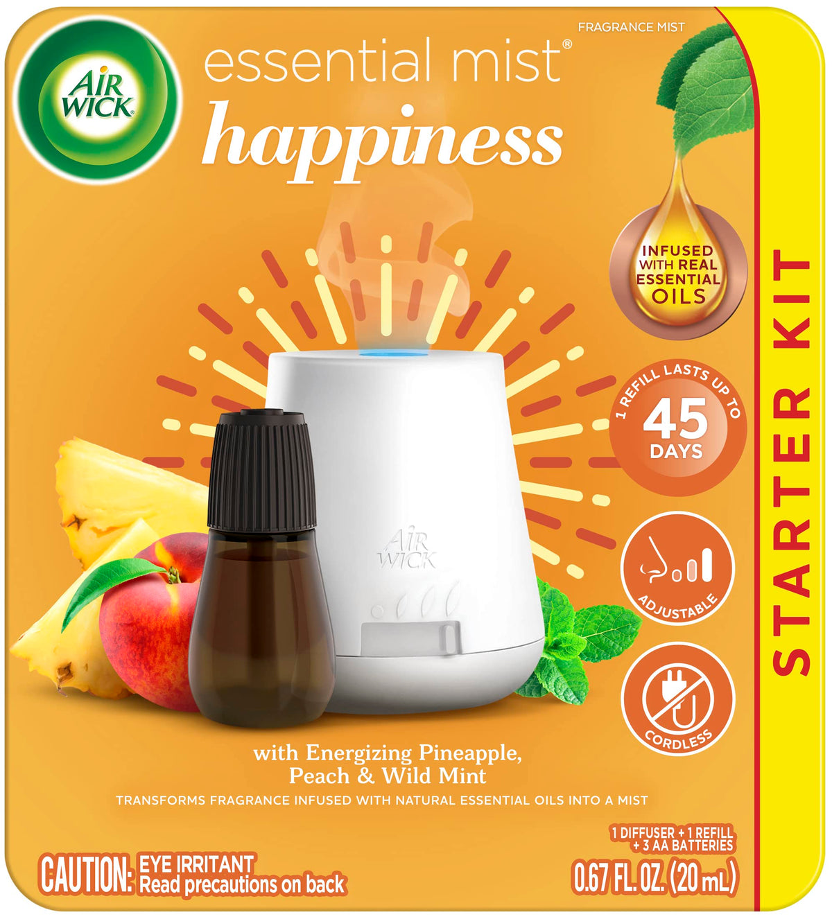 Air Wick Essential Mist Starter Kit (Diffuser + Refill), Joy, Essential Oils Diffuser, Air Freshener