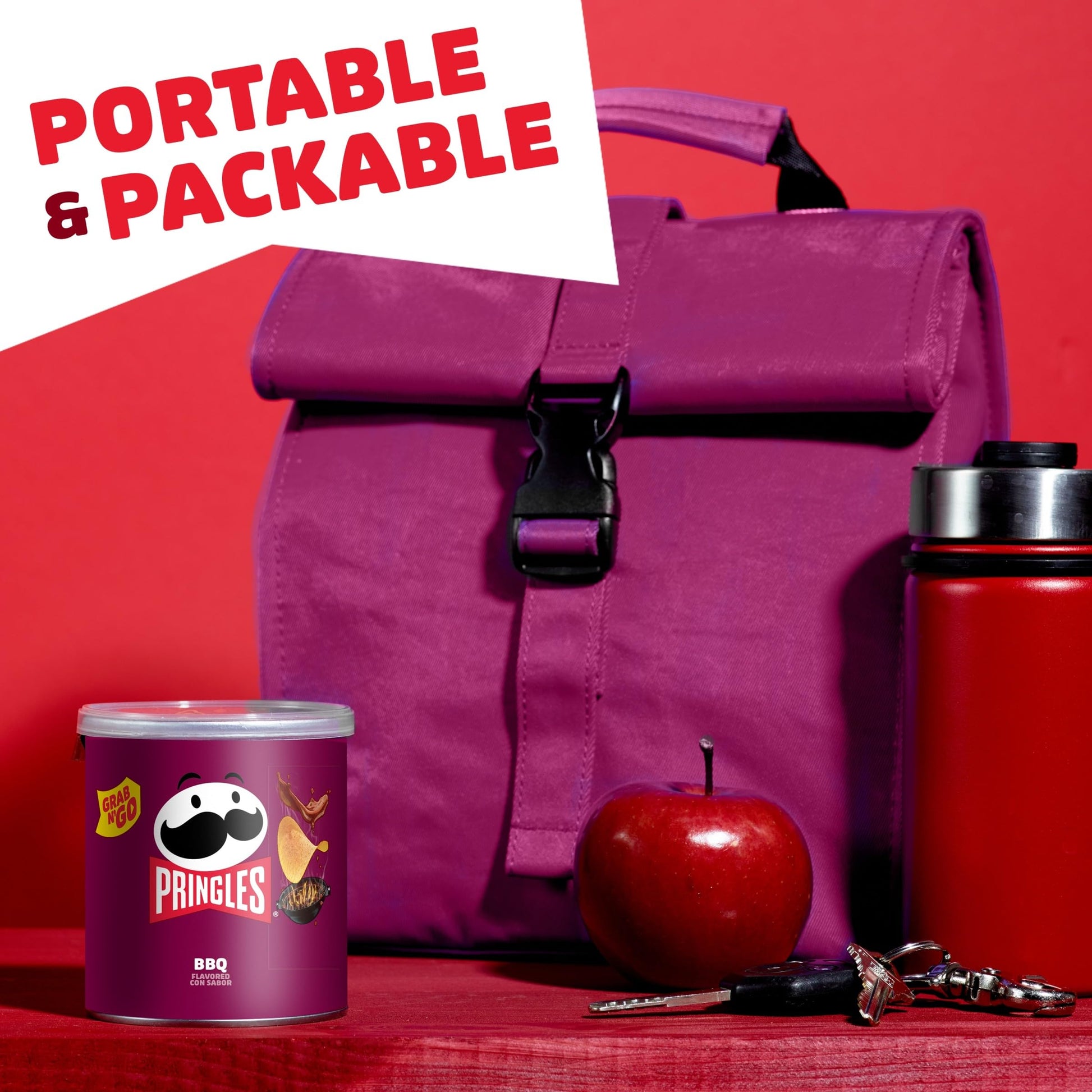 Pringles Potato Crisps Chips, Lunch Snacks, Office and Kids Snacks, Grab N' Go Pack, BBQ, 1.4oz Can (1 Can)