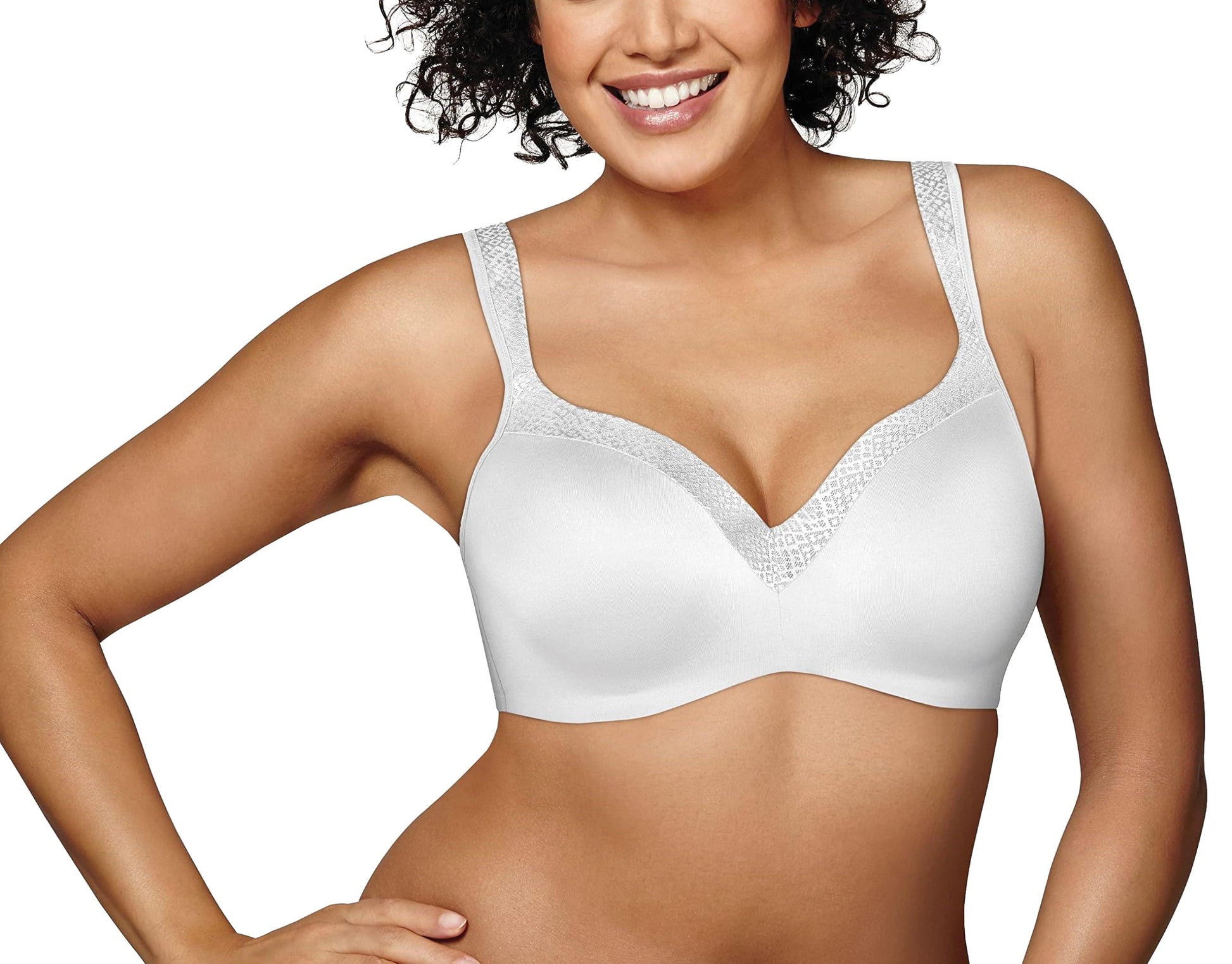 PLAYTEX Womens Secrets Underwire Full-coverage Balconette T-shirt For Full Figures, Us4823 Bra, White, 40G US