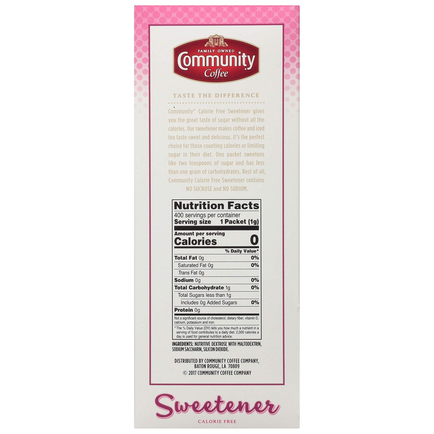 Community Coffee Pink Sweetener Packets, 1600 Count, 400 Count (Pack of 4)