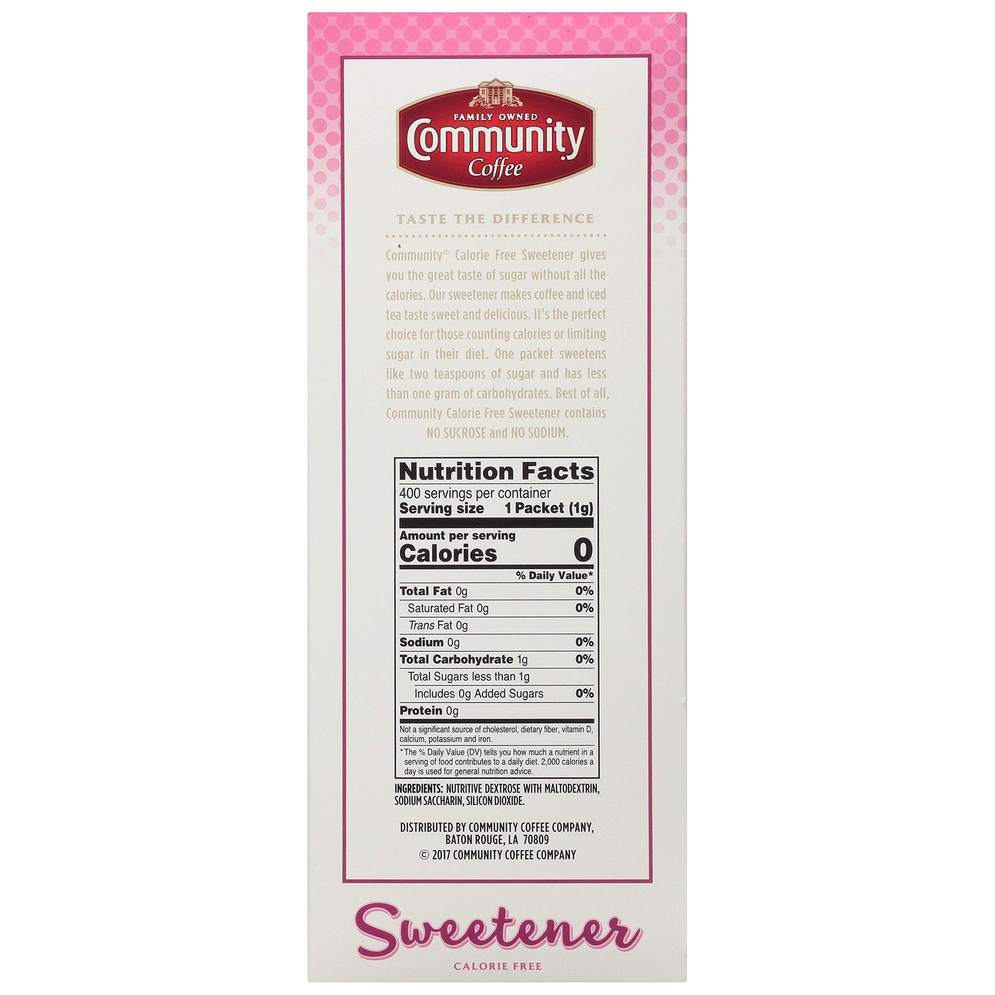 Community Coffee Pink Sweetener Packets, 1600 Count, 400 Count (Pack of 4)