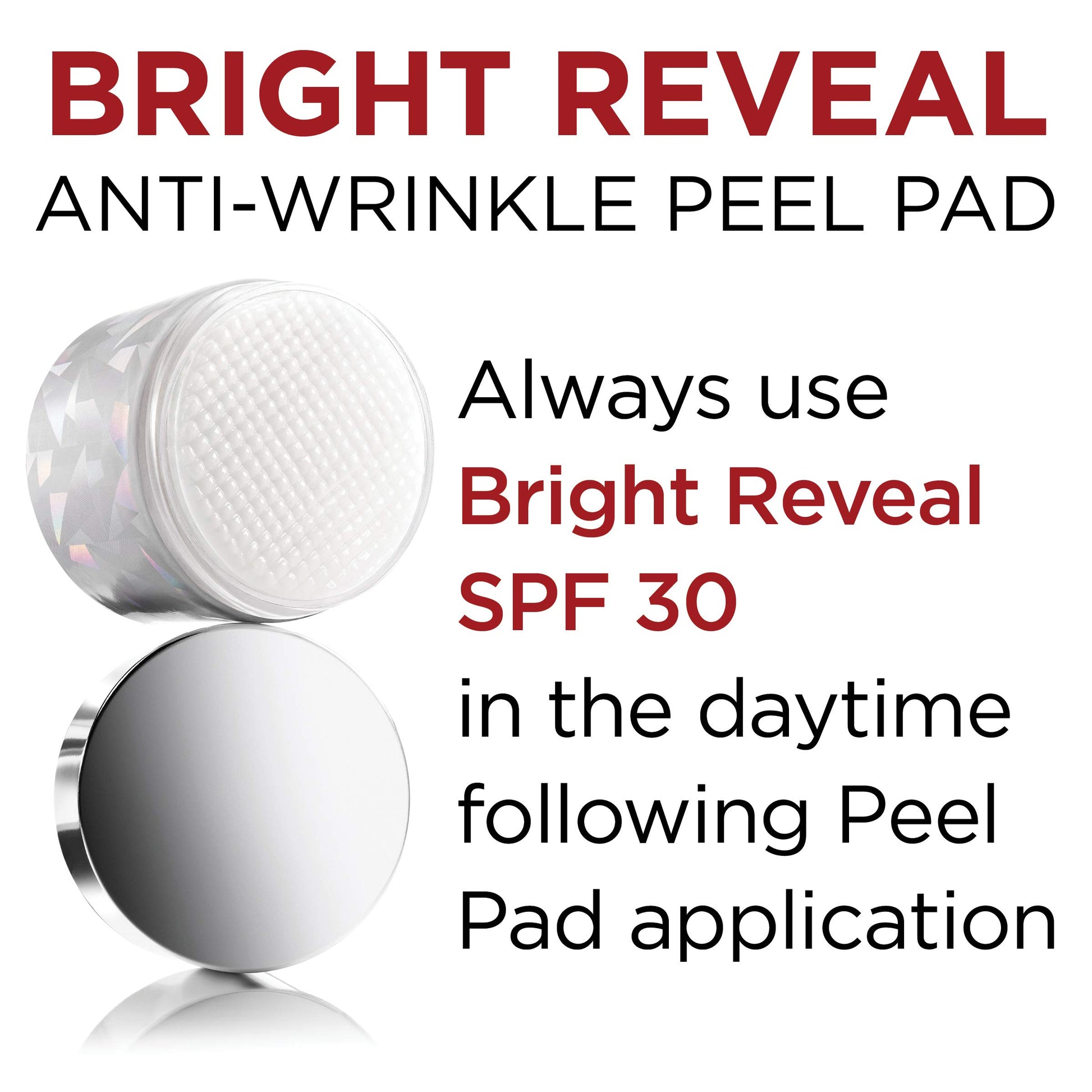 L'OrÃ©al Paris Revitalift Bright Reveal Anti-Aging Exfoliating Peel Pads with Glycolic Acid, Reduce Wrinkles & Brighten Skin, 30 Count (Pack of 1)
