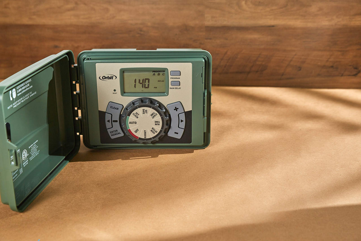 Orbit 57896 6-Station Outdoor Swing Panel Sprinkler System Timer, Green