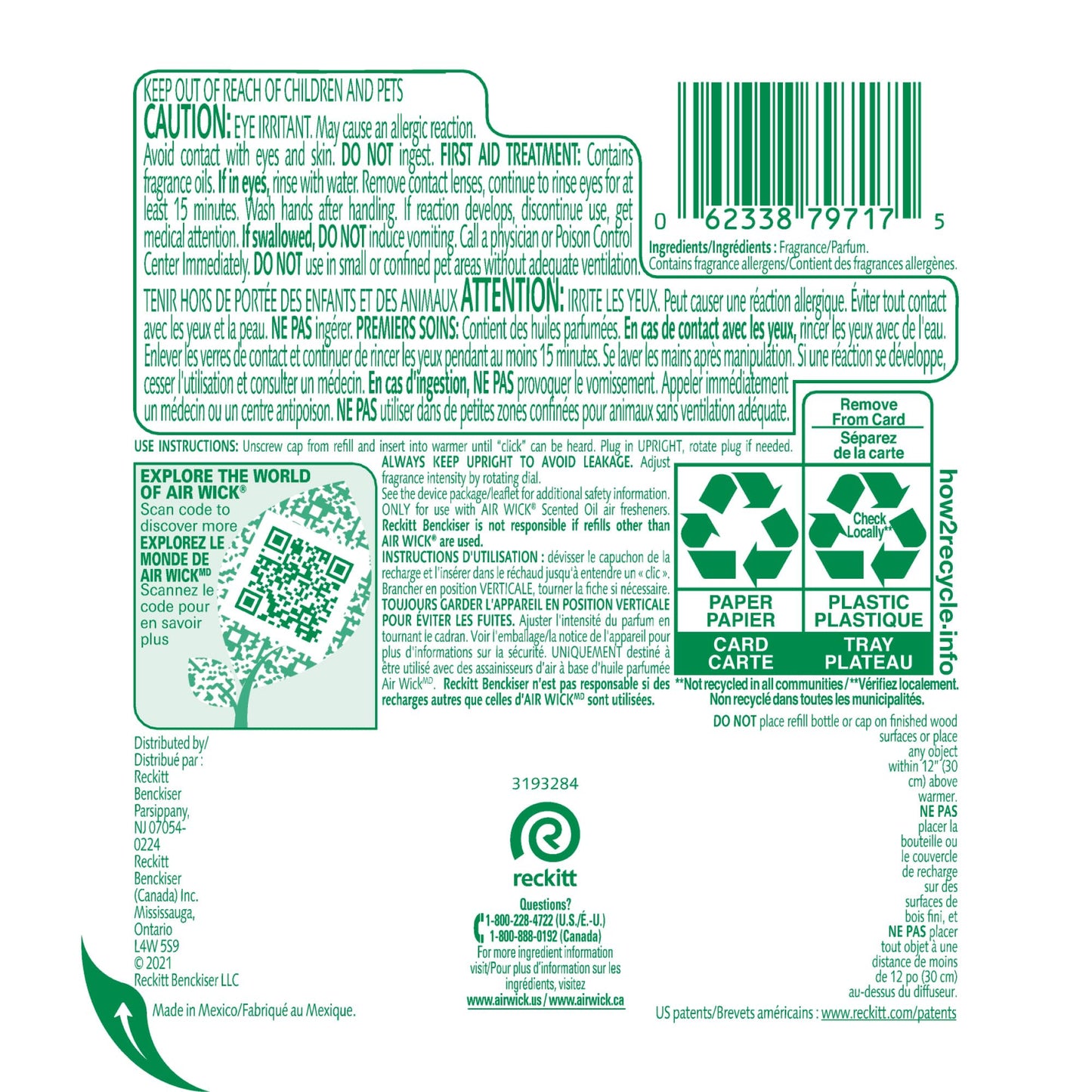 Air Wick Plug in Scented Oil Refill, 2 Ct, Fresh Waters, Air Freshener, Essential Oils