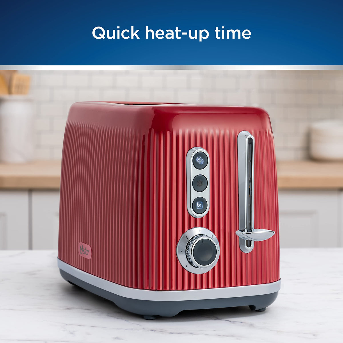 OsterÂ® Retro 2-Slice Toaster with Quick-Check Lever, Extra-Wide Slots, Impressions Collection, Red