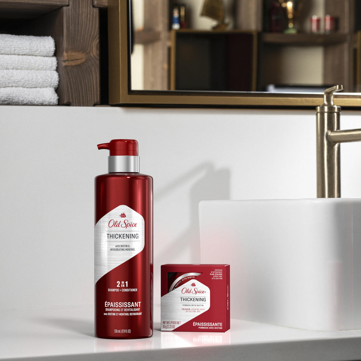 Old Spice Thickening 2-in-1 Men's Shampoo and Conditioner with Biotin and Invigorating Menthol, 17.9 oz